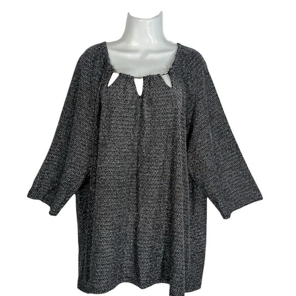 Catherines Tops - Catherines Women Plus 4X 30/32W Metallic Blouse Cutout Neck 3/4 Sleeve Tunic